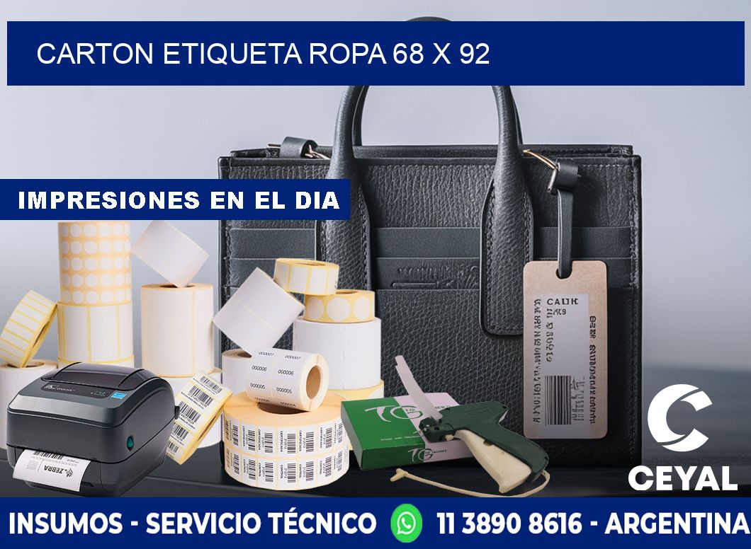 CARTON ETIQUETA ROPA 68 x 92