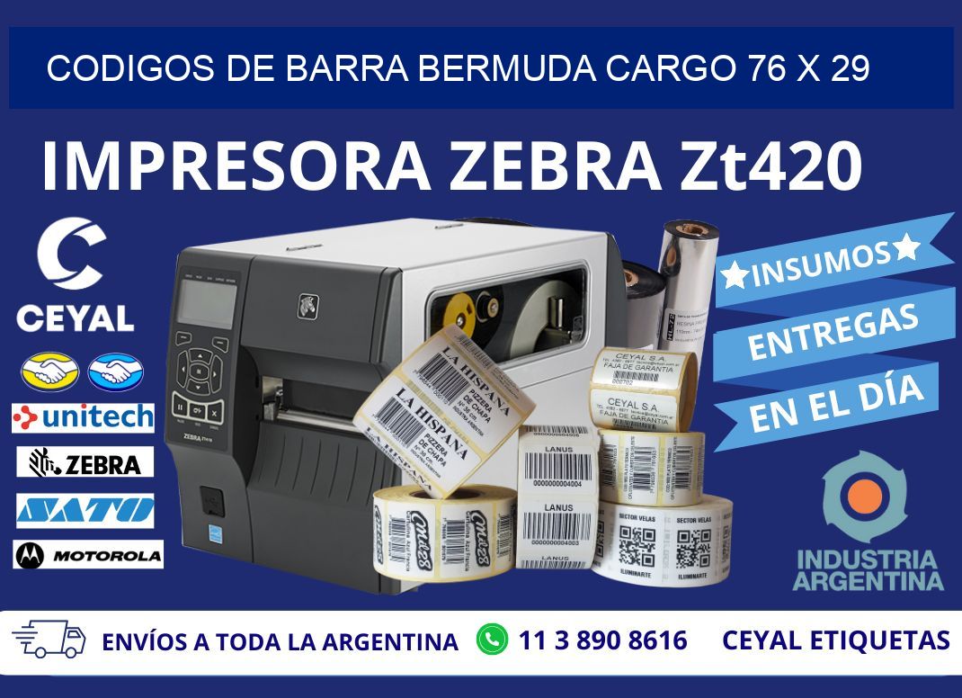 CODIGOS DE BARRA BERMUDA CARGO 76 x 29