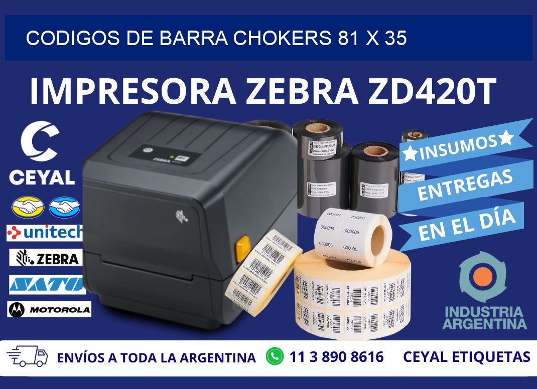 CODIGOS DE BARRA CHOKERS 81 x 35