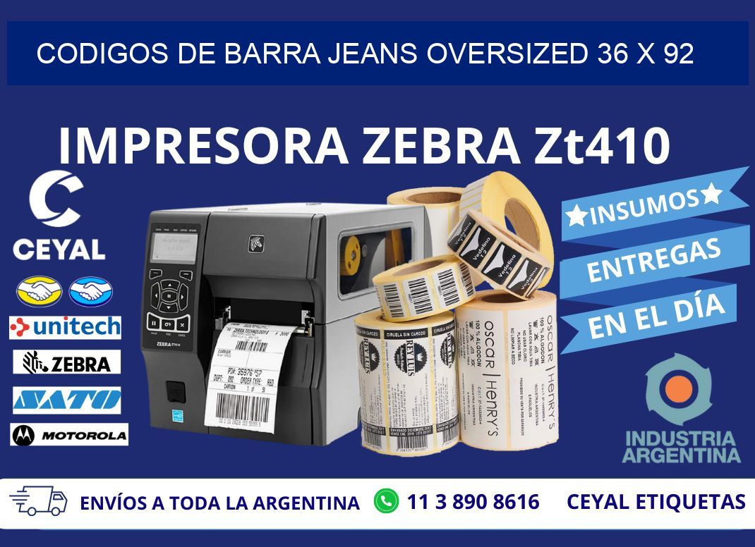 CODIGOS DE BARRA JEANS OVERSIZED 36 x 92