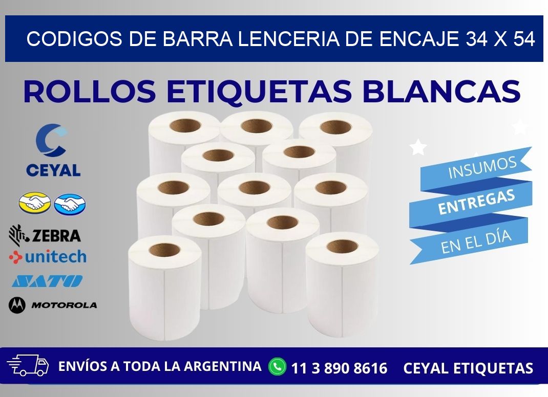 CODIGOS DE BARRA LENCERIA DE ENCAJE 34 x 54