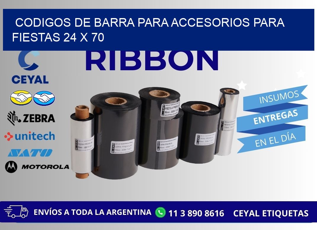 CODIGOS DE BARRA PARA ACCESORIOS PARA FIESTAS 24 x 70