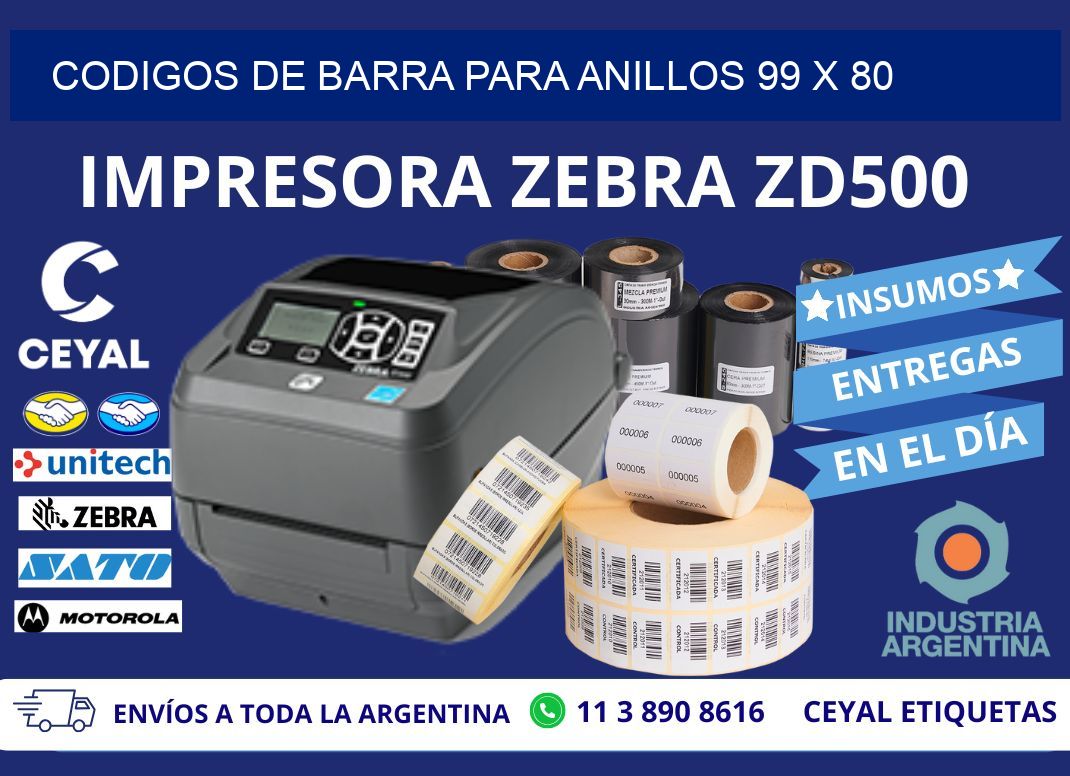 CODIGOS DE BARRA PARA ANILLOS 99 x 80