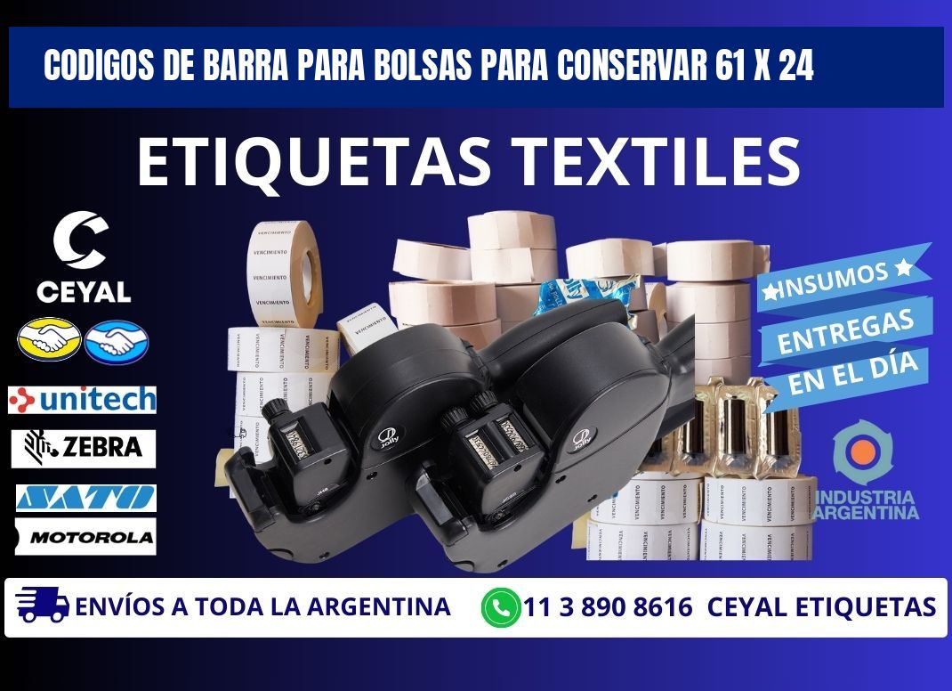 CODIGOS DE BARRA PARA BOLSAS PARA CONSERVAR 61 x 24