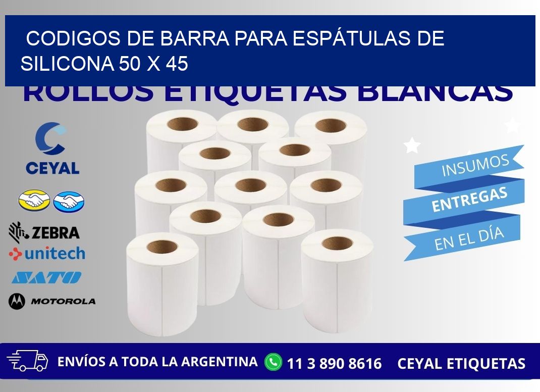 CODIGOS DE BARRA PARA ESPÁTULAS DE SILICONA 50 x 45