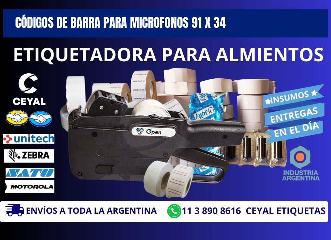 CÓDIGOS DE BARRA PARA MICROFONOS 91 x 34