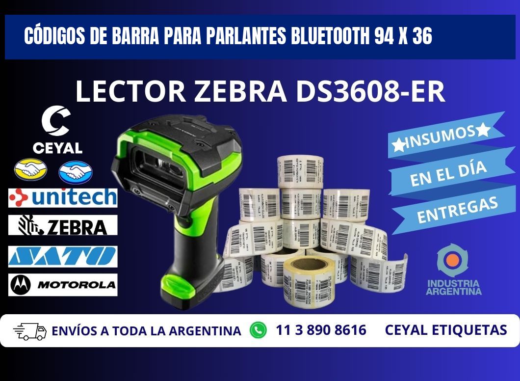 CÓDIGOS DE BARRA PARA PARLANTES BLUETOOTH 94 x 36