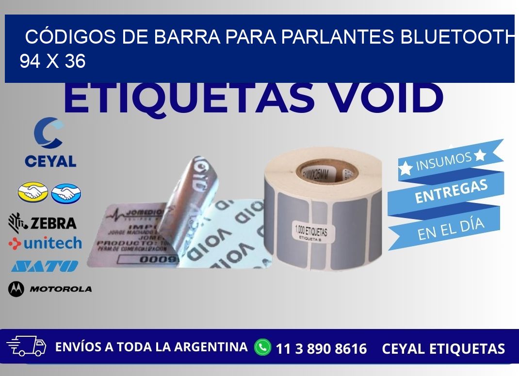 CÓDIGOS DE BARRA PARA PARLANTES BLUETOOTH 94 x 36