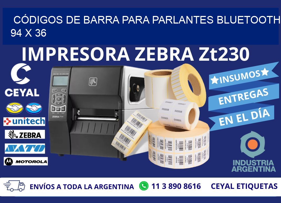 CÓDIGOS DE BARRA PARA PARLANTES BLUETOOTH 94 x 36