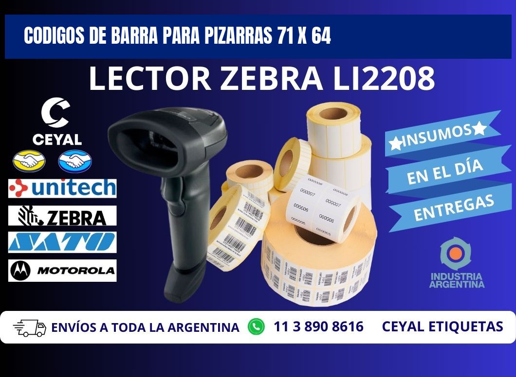 CODIGOS DE BARRA PARA PIZARRAS 71 x 64