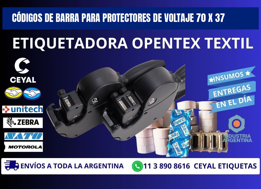 CÓDIGOS DE BARRA PARA PROTECTORES DE VOLTAJE 70 x 37