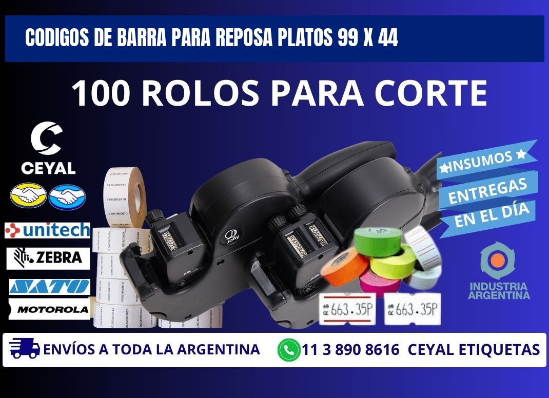 CODIGOS DE BARRA PARA REPOSA PLATOS 99 x 44