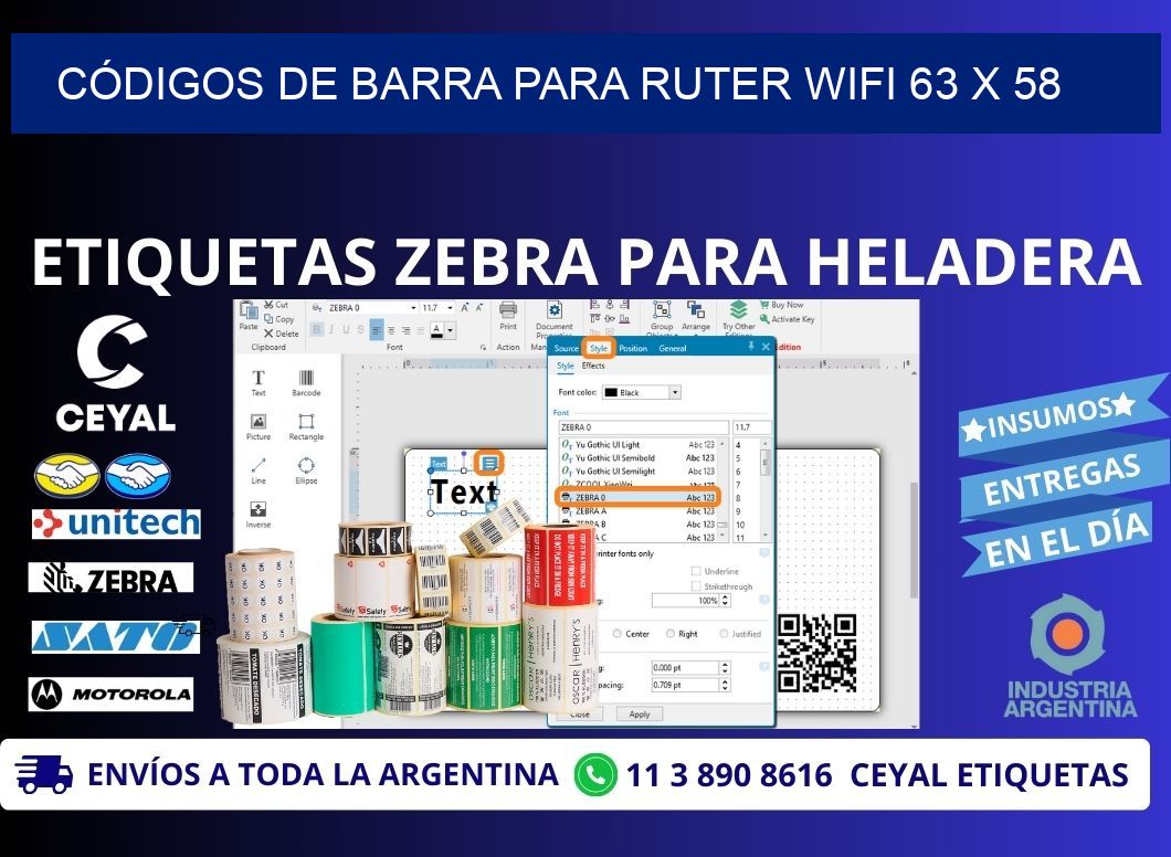 CÓDIGOS DE BARRA PARA RUTER WIFI 63 x 58