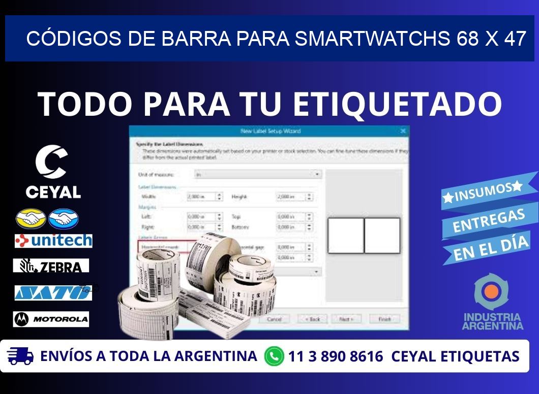 CÓDIGOS DE BARRA PARA SMARTWATCHS 68 x 47