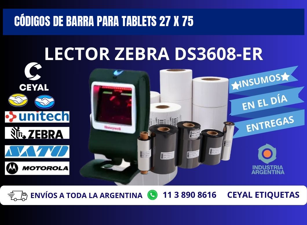 CÓDIGOS DE BARRA PARA TABLETS 27 x 75