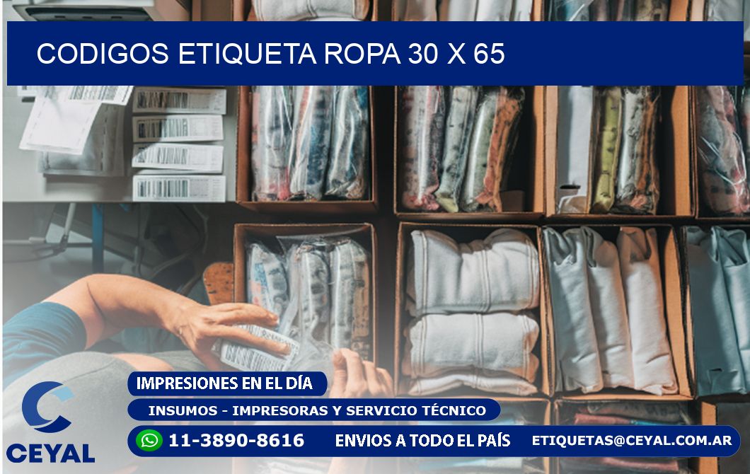 CODIGOS ETIQUETA ROPA 30 x 65