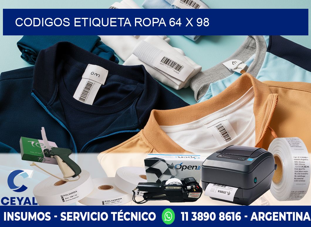 CODIGOS ETIQUETA ROPA 64 x 98