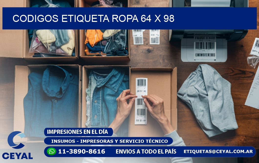 CODIGOS ETIQUETA ROPA 64 x 98