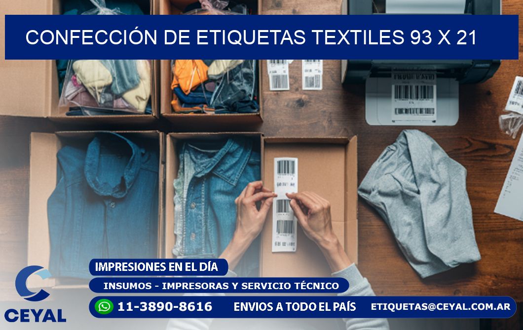 CONFECCIÓN DE ETIQUETAS TEXTILES 93 x 21