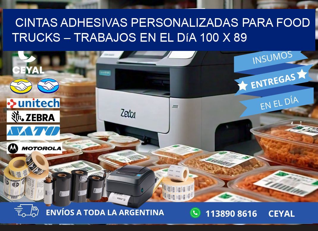 Cintas adhesivas personalizadas para food trucks – Trabajos en el día 100 x 89