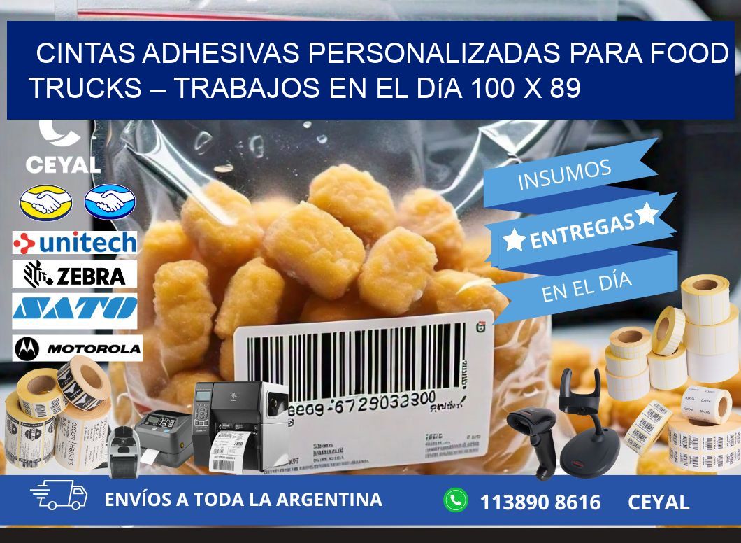 Cintas adhesivas personalizadas para food trucks – Trabajos en el día 100 x 89