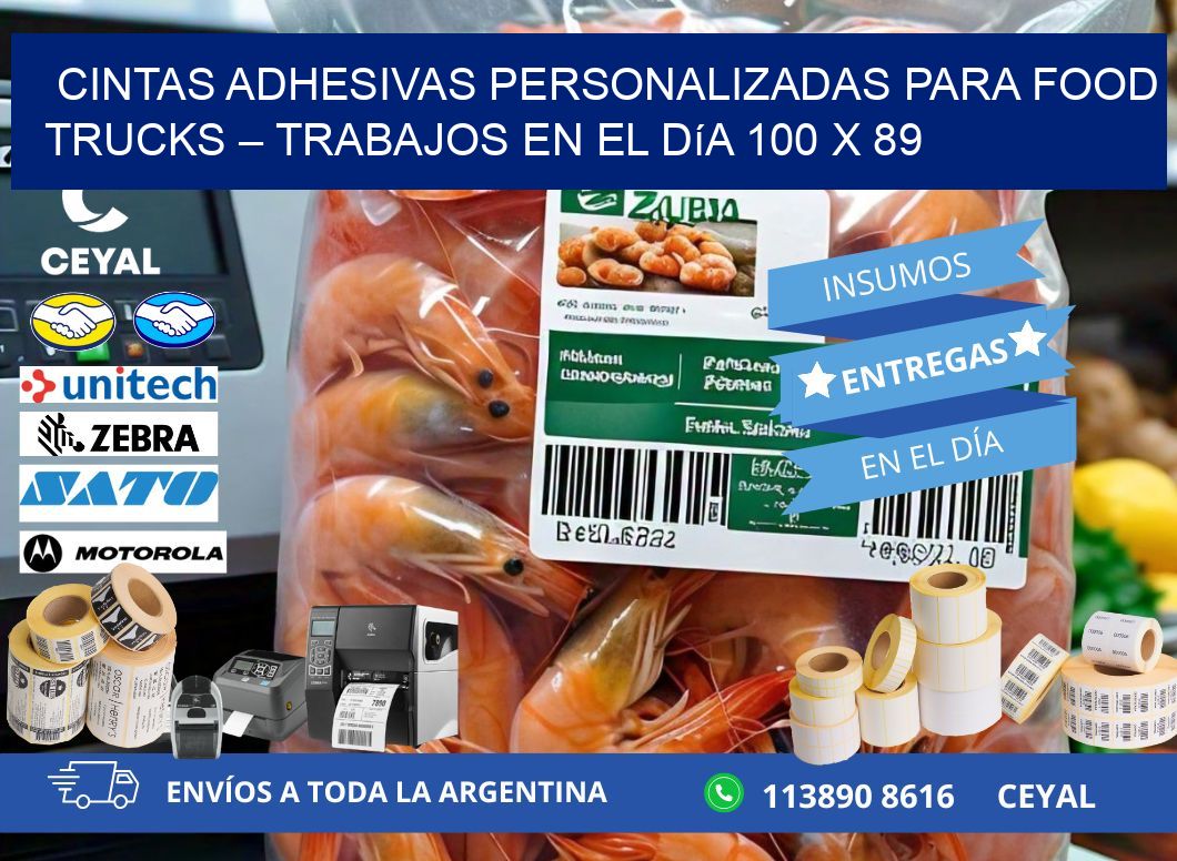 Cintas adhesivas personalizadas para food trucks – Trabajos en el día 100 x 89