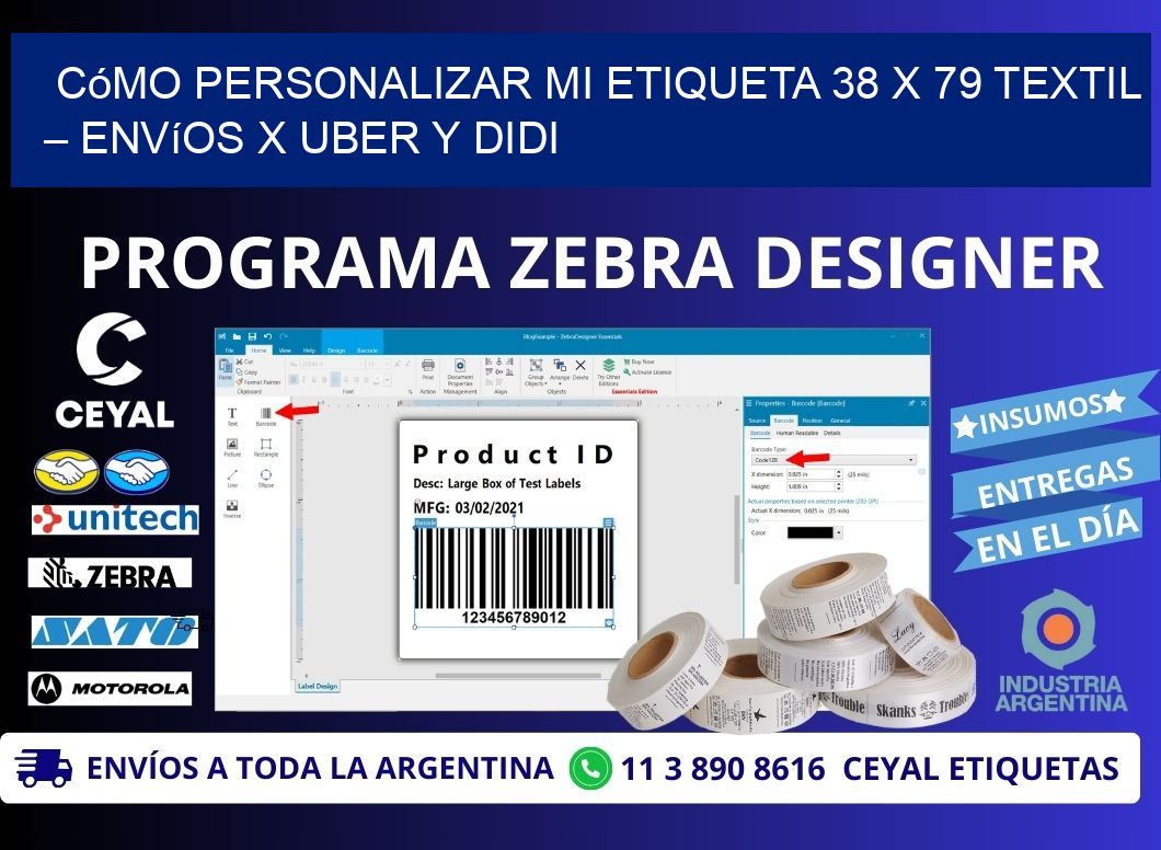 Cómo personalizar mi Etiqueta 38 x 79 textil – Envíos x Uber y DiDi