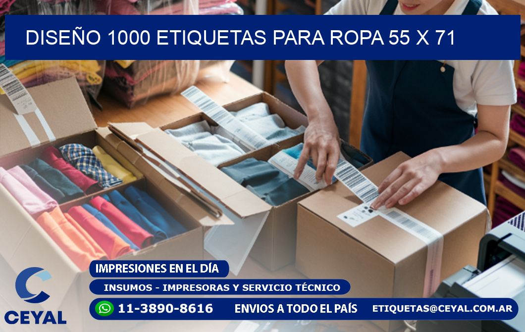 DISEÑO 1000 ETIQUETAS PARA ROPA 55 x 71