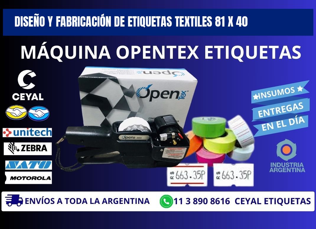 DISEÑO Y FABRICACIÓN DE ETIQUETAS TEXTILES 81 x 40