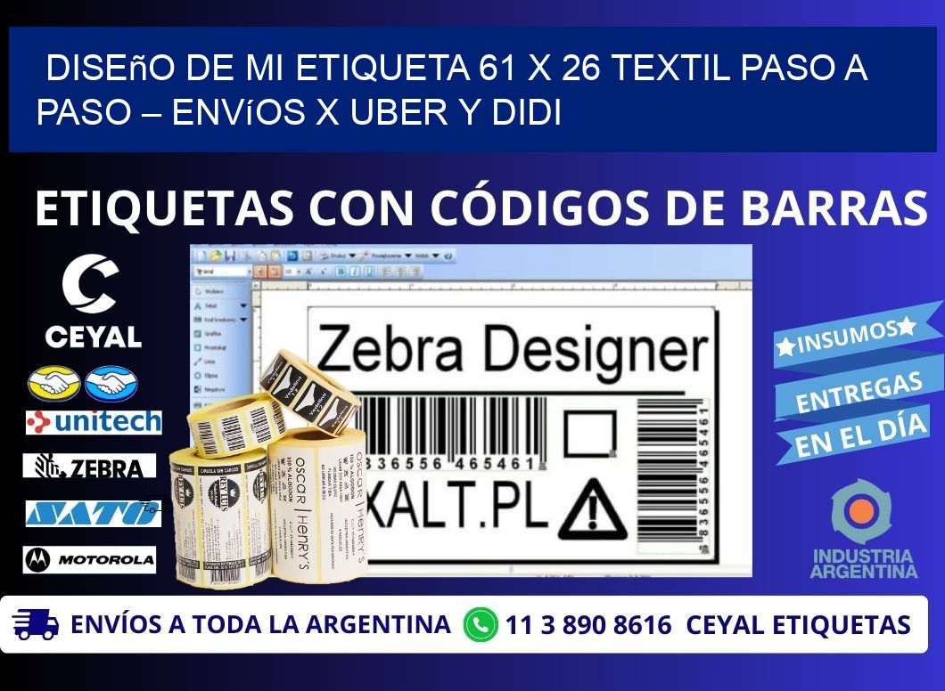 Diseño de mi Etiqueta 61 x 26 textil paso a paso – Envíos x Uber y DiDi