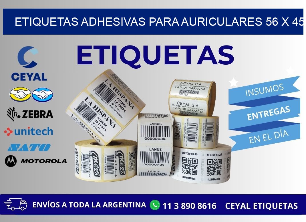 ETIQUETAS ADHESIVAS PARA AURICULARES 56 x 45