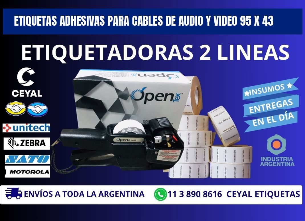 ETIQUETAS ADHESIVAS PARA CABLES DE AUDIO Y VIDEO 95 x 43