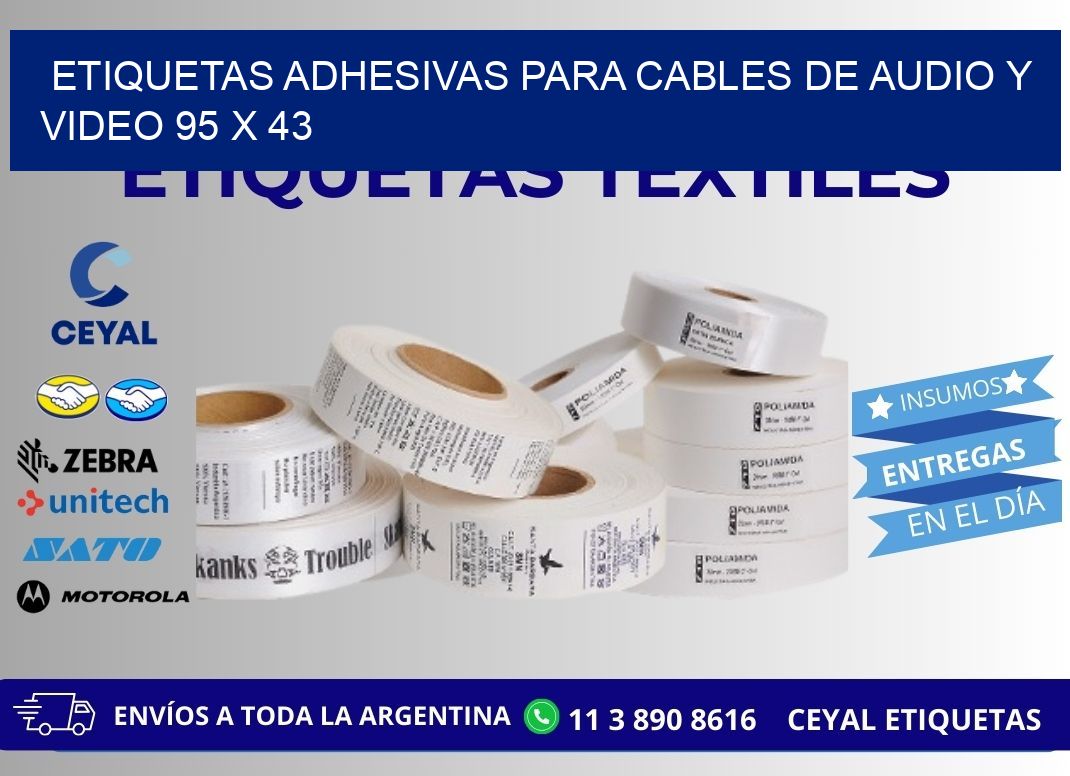 ETIQUETAS ADHESIVAS PARA CABLES DE AUDIO Y VIDEO 95 x 43