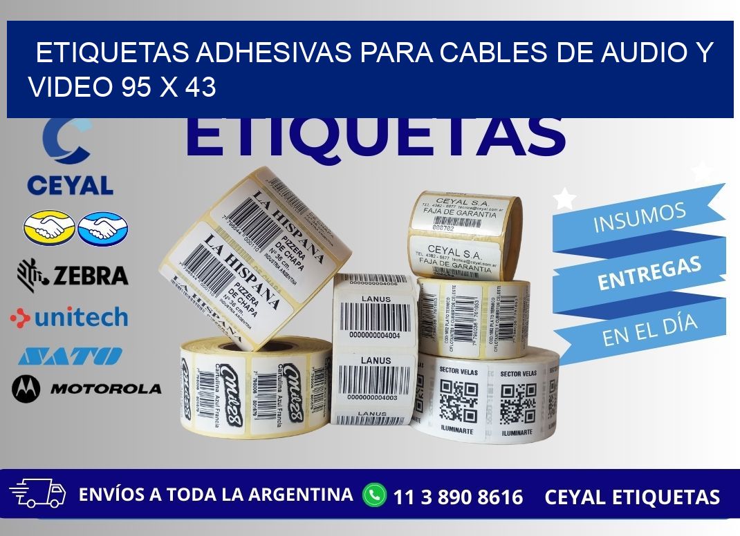 ETIQUETAS ADHESIVAS PARA CABLES DE AUDIO Y VIDEO 95 x 43