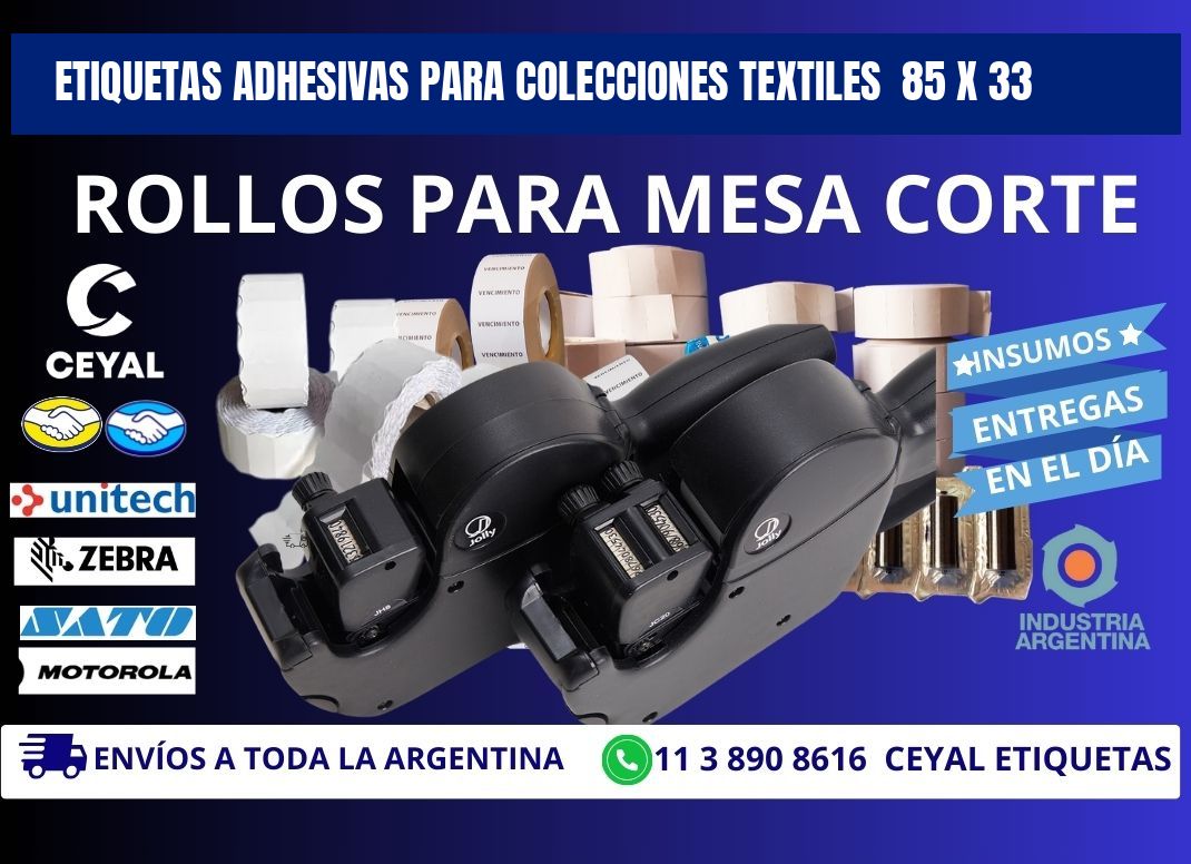 ETIQUETAS ADHESIVAS PARA COLECCIONES TEXTILES  85 x 33