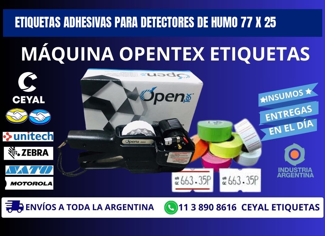 ETIQUETAS ADHESIVAS PARA DETECTORES DE HUMO 77 x 25