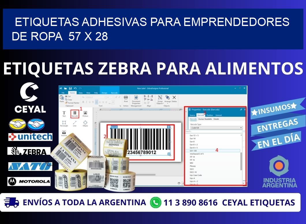 ETIQUETAS ADHESIVAS PARA EMPRENDEDORES DE ROPA  57 x 28