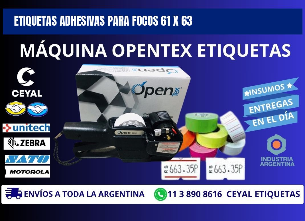 ETIQUETAS ADHESIVAS PARA FOCOS 61 x 63