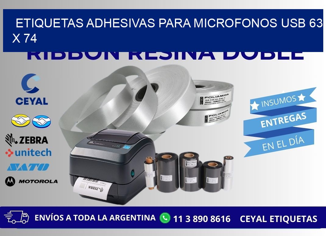 ETIQUETAS ADHESIVAS PARA MICROFONOS USB 63 x 74