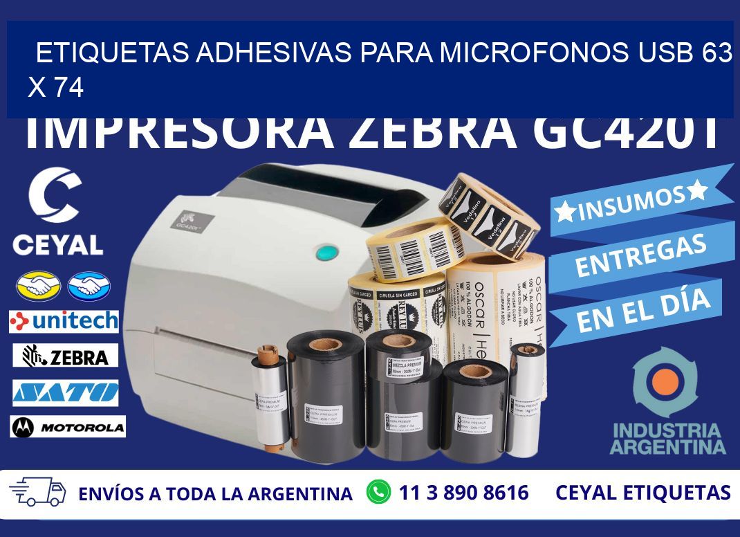 ETIQUETAS ADHESIVAS PARA MICROFONOS USB 63 x 74