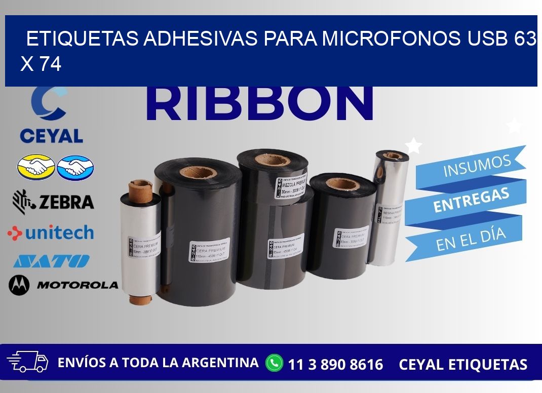 ETIQUETAS ADHESIVAS PARA MICROFONOS USB 63 x 74