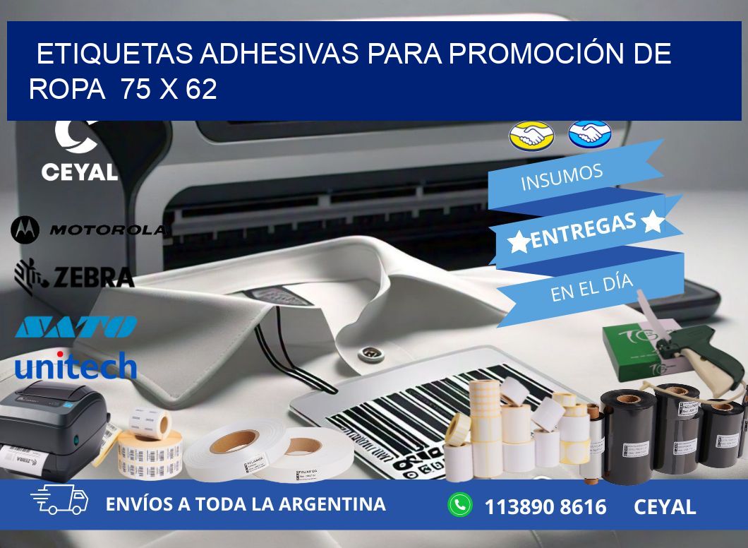 ETIQUETAS ADHESIVAS PARA PROMOCIÓN DE ROPA  75 x 62