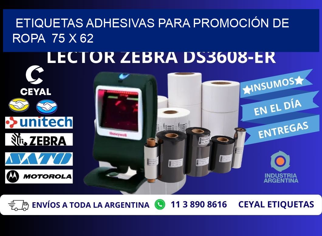 ETIQUETAS ADHESIVAS PARA PROMOCIÓN DE ROPA  75 x 62