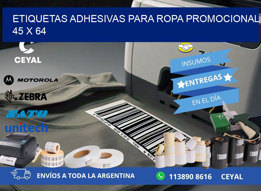 ETIQUETAS ADHESIVAS PARA ROPA PROMOCIONAL  45 x 64