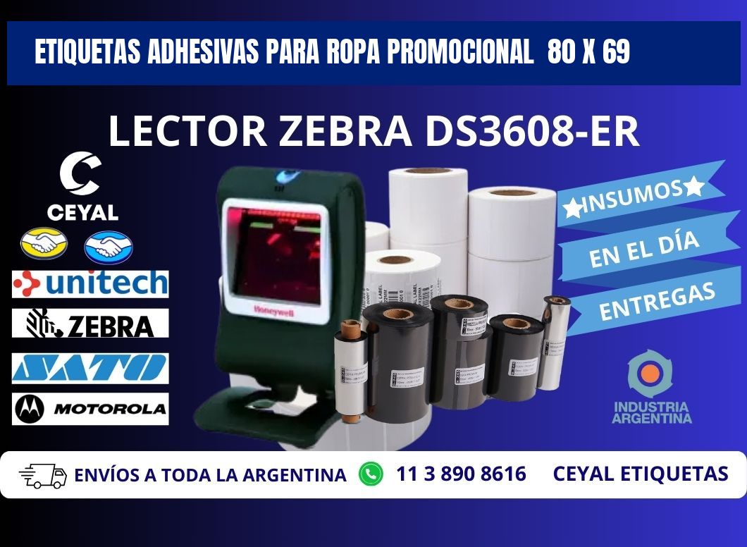 ETIQUETAS ADHESIVAS PARA ROPA PROMOCIONAL  80 x 69