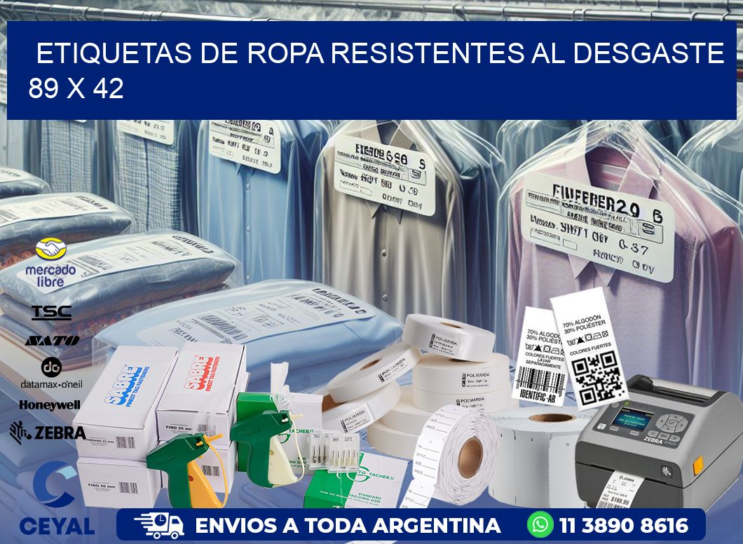 ETIQUETAS DE ROPA RESISTENTES AL DESGASTE 89 x 42