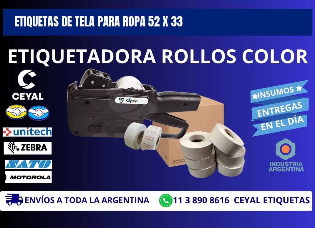 ETIQUETAS DE TELA PARA ROPA 52 x 33