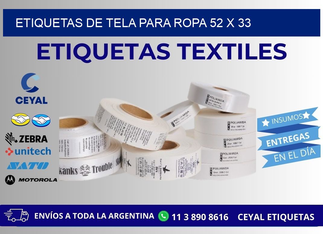 ETIQUETAS DE TELA PARA ROPA 52 x 33