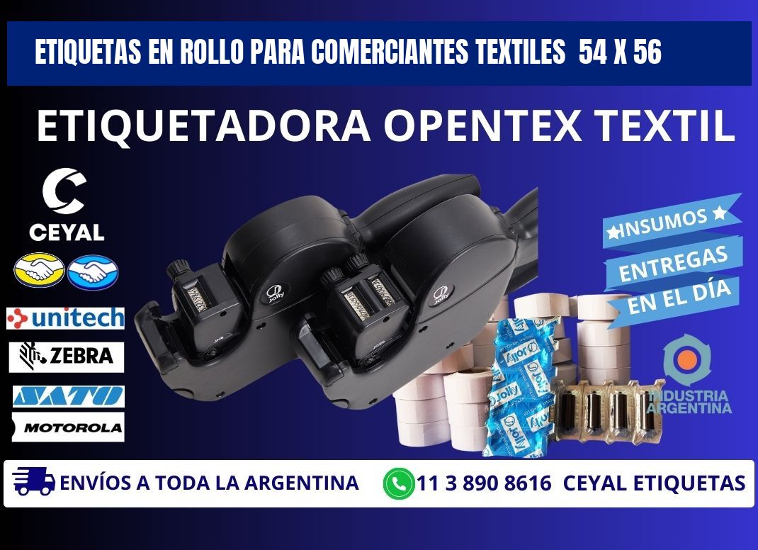 ETIQUETAS EN ROLLO PARA COMERCIANTES TEXTILES  54 x 56