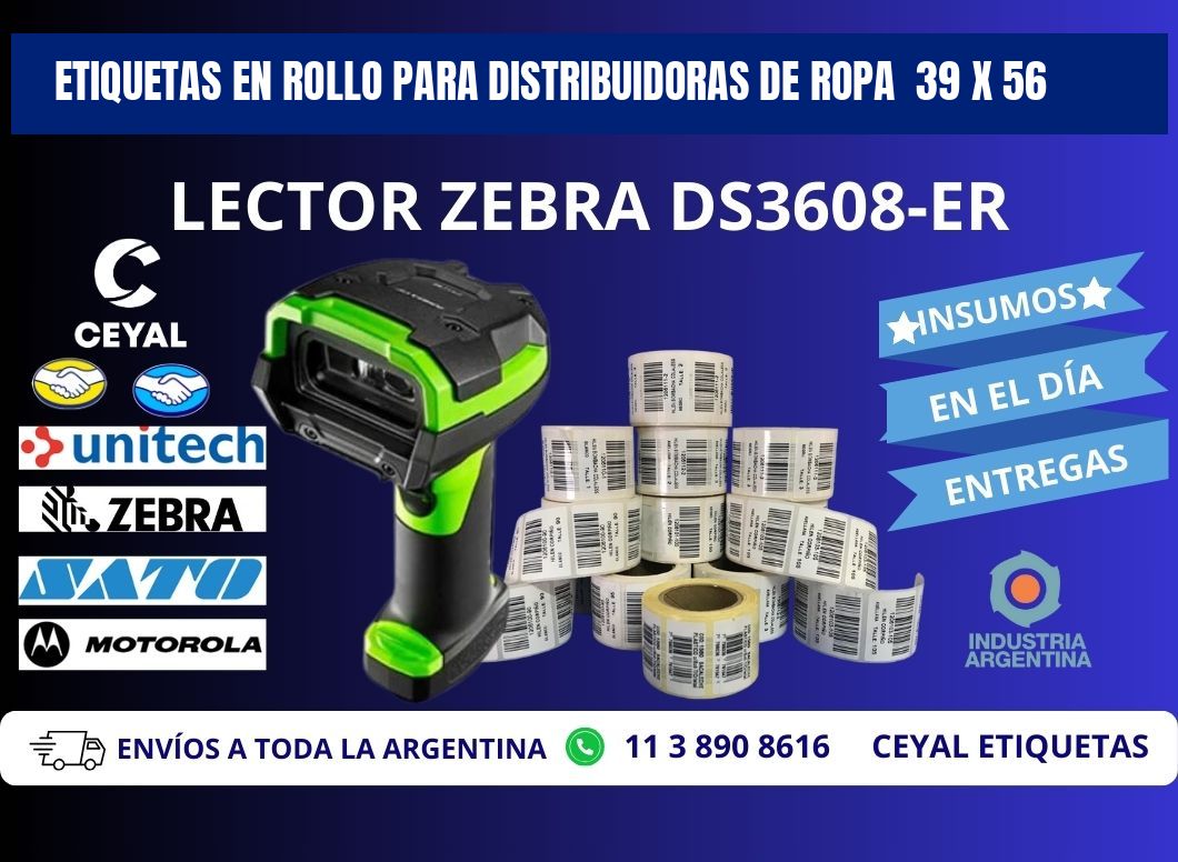 ETIQUETAS EN ROLLO PARA DISTRIBUIDORAS DE ROPA  39 x 56